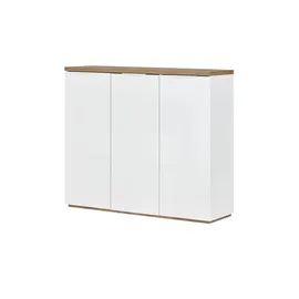 Composad Kommode MUNDI 120 x 103 x 35 cm Weiß Hochglanz / Riviera Eiche