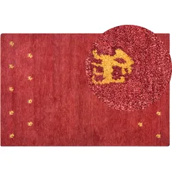 Gabbeh Teppich Wolle rot 200 x 300 cm abstraktes Muster Hochflor YARALI