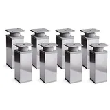 Sossai Chrom Möbelfüße MFV1, 8er Set, 120 mm Höhe, höhenverstellbar, Vierkantprofil 40 x 40 mm, perfekt für Regale und Aufbewahrungsmöbel