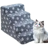 Haustiertreppe Für Hund Und Katze – Vierstufige Tragbare Hundetreppe Mit Waschbarem Plüschbezug, Abnehmbare Haushaltsrampe Für Kätzchen, Hunderampe Mit 4 Stufen Für Schlafsofa, 54 X 37 X 39 cm