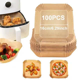 Air Fryer Paper Liner, Air Fryer Liners Einweg, liners backpapier, Backpapier für Heißluftfritteuse, Geeignet für Heißluftfritteusen, Bratpfannen, Backöfen, Mikrowellen