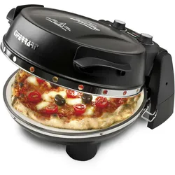 G3FERRARI Elektr. Pizzaofen G3 Ferrari Napoletana schwarz G1003210, bis 400 Grad inkl. 2-ten Stein zum Überbacken / Pizza, Fladen uvm. in 3 Minuten,1200 Watt
