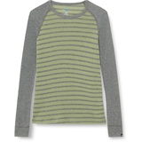 Odlo Kinder Funktionsunterwäsche Langarm Shirt mit Streifen Print ACTIVE WARM ECO, odlo steel grey melange - matte green, 140