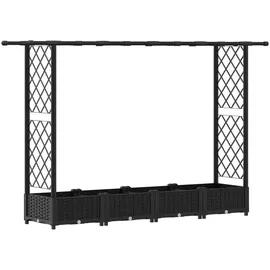 vidaXL Hochbeet mit Rankgitter und Dach 203 x 40 x 123 cm Schwarz