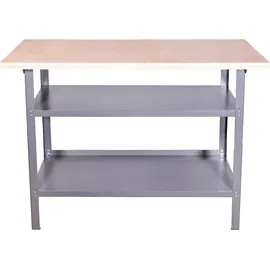 Trendline Werkbank Holz 120 x 60 x 85 cm grau