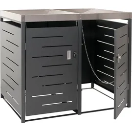 Mendler Mülltonnenverkleidung HWC-H40 125 x 134 x 84 cm grau
