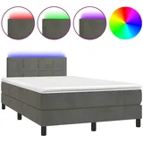 vidaXL Boxspringbett mit Matratze & LED Dunkelgrau 120x200 cm Samt
