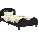 vidaXL Kinderbettgestell mit Kopfteil Schwarz 90 x 190 cm Samt