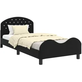 vidaXL Kinderbettgestell mit Kopfteil Schwarz 90 x 190 cm Samt