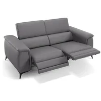 Sofanella 2-Sitzer Leder LIVORNO, Relaxsofa, Designsofa, Designer Couch, Italienisches Sofa, 2er Sofa grau