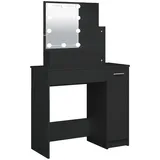 vidaXL Schminktisch mit LED Schwarz 86,5x35x136 cm
