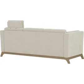 Home Affaire 3-Sitzer HOME AFFAIRE "Viva", beige (elfenbein), B:213cm H:84cm T:93cm, 100% Polyester, Sofas, mit Holzrahmen aus Buche