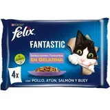 Purina Fantastisches Katzenfutter 4x85g Mit Hühnchen Thunfisch Lachs Und Rind 12 Einheiten - Multicolor - One Size