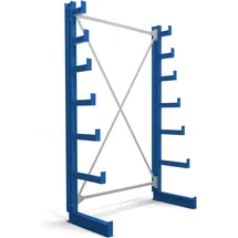 Stier Kragarmregal einseitig 1 Feld mit 6 absteigenden Ebenen 1300x2000x500mm enzianblau