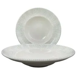 6x Bonna Iris Gourmet Teller rund 27cm 45cl 6cm tief Weiß Porzellan Suppenteller Pasta Speise Geschirr