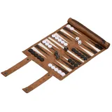 Relaxdays Backgammon, zum Aufrollen, Weiß,Braun,Schwarz