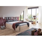 Westfalia Schlafkomfort Polsterbett »Texel«, Komforthöhe mit Zierkissen, Bettkasten bei Ausführung mit Matratze, beige