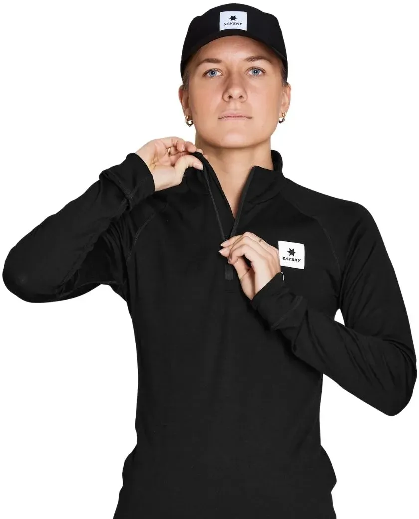 Saysky Damen Merino 165 Base 1/2 Zip Long Sleeve schwarz