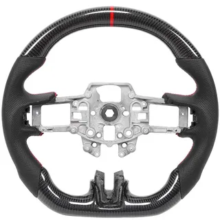 Carbon Lenkrad, Carbon Lenkrad Nappa Perforiertes Leder Rot Nähte Passend für V6/EcoBoost/GT/Shelby