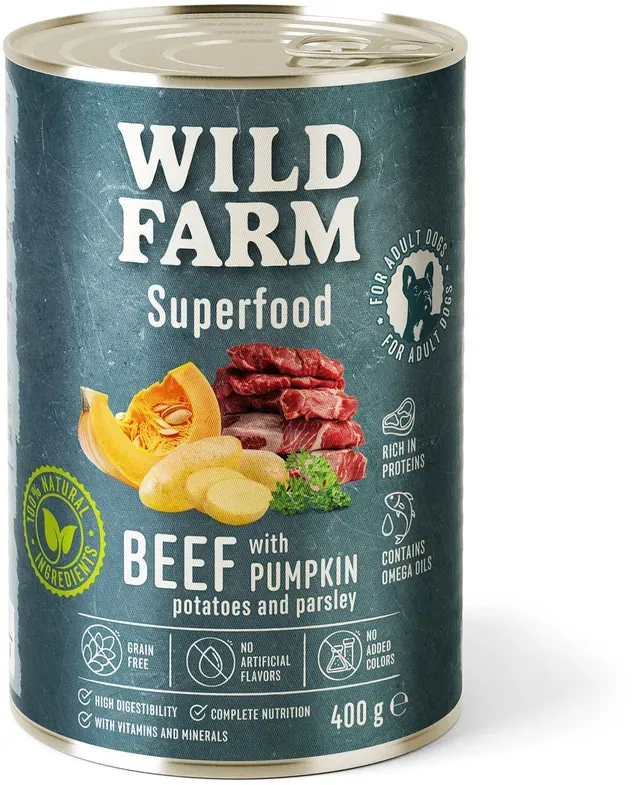 Wild Farm Superfood Rindfleisch 400g getreidefreies Hundefutter