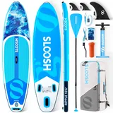 SLOOSH Aufblasbares Stand-Up-Paddle-Board, 10'6" Paddleboard mit Premium-Zubehör, rutschfestes Eva-Deck, ultraleichte Tragetasche und Pumpe, Ripple SUP für Jugendliche & Erwachsene, Küstenspritzer