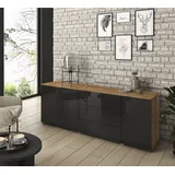 INOSIGN Sideboard »PARIS«, (1 St.), Moderne 190cm breite grifflose Kommode, vielseitig einsetzbar, schwarz