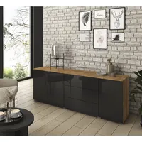 INOSIGN Sideboard »PARIS«, (1 St.), Moderne 190cm breite grifflose Kommode, vielseitig einsetzbar, schwarz