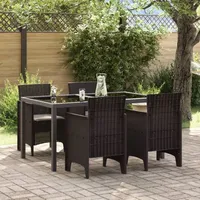 VidaXL Gartenstühle mit Kissen 4 Stück Braun Poly Rattan
