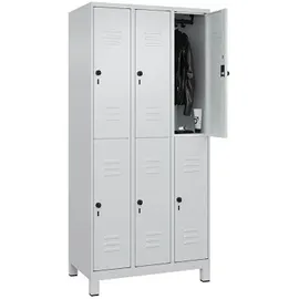 C+P Classic Plus Doppel-Garderobenschrank 195x90x50 cm grau