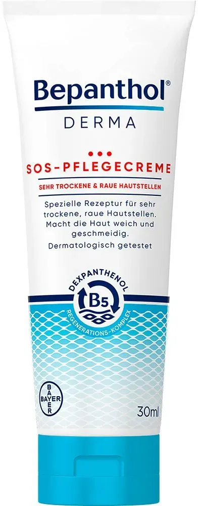 Bepanthol® Derma SOS-Pflegecreme, Körperpflege für sehr trockene und raue Hautstellen, dermatologisch getestete Feuchtigkeitscreme mit Dexpanthenol