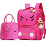 Mädchen-Rucksäcke, wasserdicht, niedlicher Rucksack für Kinder, Kleinkinder, Mädchen, Vorschul-Büchertaschen, Elementarschultaschen - Rot - Large