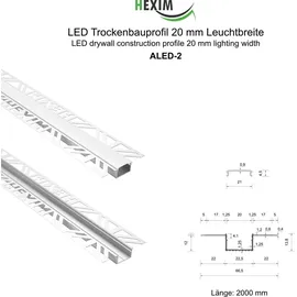 HEXIM LED Trockenbauprofil Alu Unterputzprofil LED Profil (2 Meter / 1 Profil) inkl. Abdeckung opal Trockenbauleiste Einbauprofil Schiene Decke Wan... / Blau