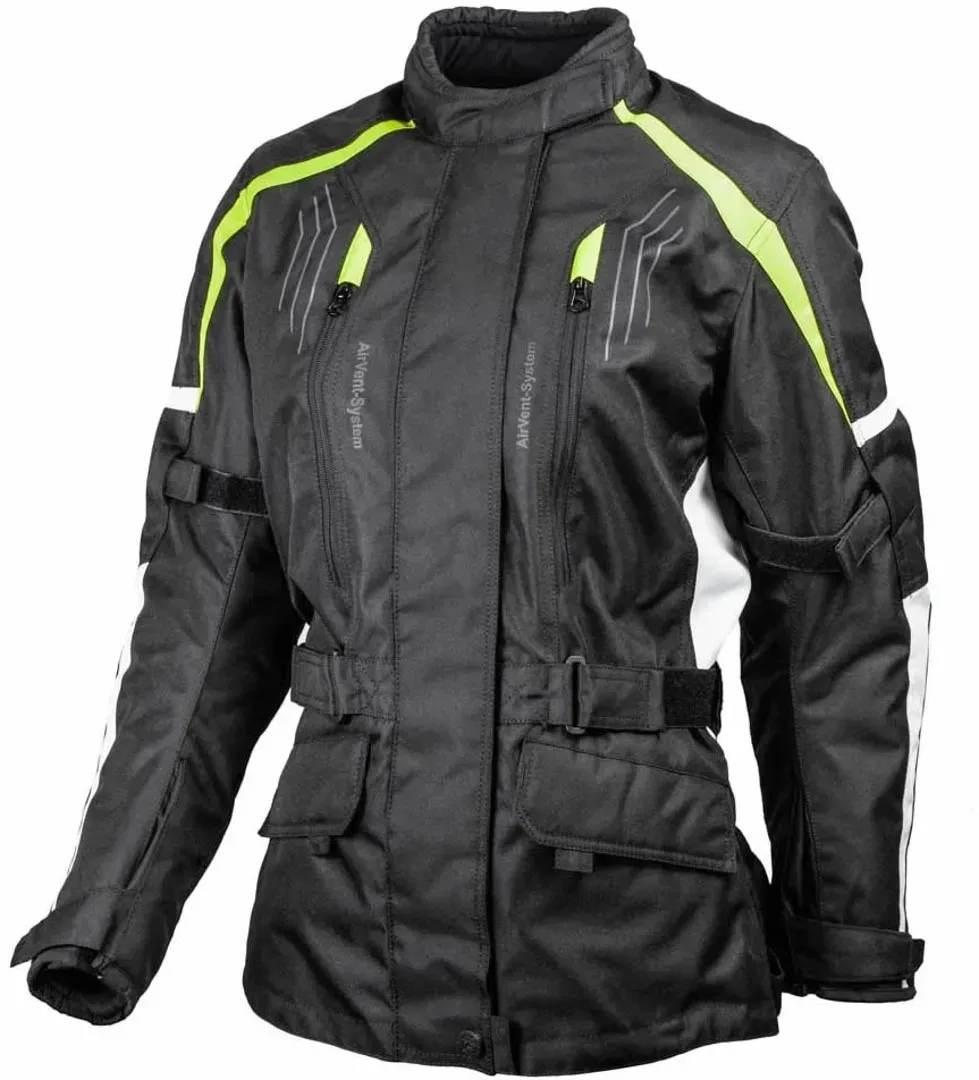 GMS Dayton Damen Motorrad Textiljacke, schwarz-gelb, Größe XS