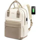 LOVEVOOK Damen Rucksack 14 Zoll Laptop Wasserdicht Khaki Beige