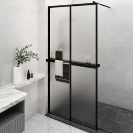 vidaXL Duschwand mit Ablage für Walk-In-Dusche Schwarz 118x190 cm ESG