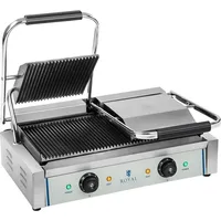 Royal Catering Kontaktgrill Elektrogrill Elektro Doppel Panini Toaster Grill Edelstahl 2200W,