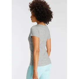 KangaROOS T-Shirt KANGAROOS, Damen, Gr. 32/34, grau (hellgrau, melange), Rippware, Obermaterial: 95% Baumwolle, 5% Viskose, bedruckt, körpernah hüftbedeckend, Rundhals, Shirts T-Shirt, Kurzarm, körpernahe Passform, aus Rippware