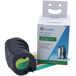 5 G&G Plastik-Etiketten/ Schriftbandkassetten ersetzen Dymo 91221/ 91222/ 91223/
