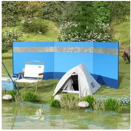 Outsunny Windschutz Polyester Stahl Blau 440L x 140H cm