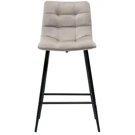 miliboo Design-Barhocker taupefarbener Samt H65 cm (2er-Set) MAXWELL