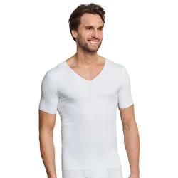 Schiesser T-Shirt Seamless V-Ausschnitt Laser Cut Kurzarm (Interlock, nahtlos) Unterwäsche weiss Herren