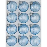 Navidacio 12 tlg. Glas-Weihnachtskugeln Set in Ice Blau Silber Regen - Blau