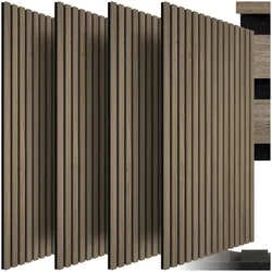 tectake® Akustikpaneele, Holzoptik in Eiche dunkel, MDF und Echtholzfurnier, je 60 x 120 x 2,1 cm, Größe flexibel anpassbar