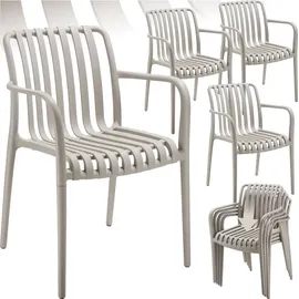 Tectake Alcudia Sessel 54,5 x 54,5 x 80,5 cm taupe 4 St.
