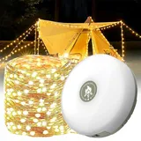 YANGUN Tragbare Camping Lichterkette, Campinglampe LED mit 10M Led Lichterkette, 2-in-1 Lichterkette Campingleuchte Camping Lichterkette, USB Wiederaufladbare Outdoor-Lichterkette (Zwei Lichtmodi)