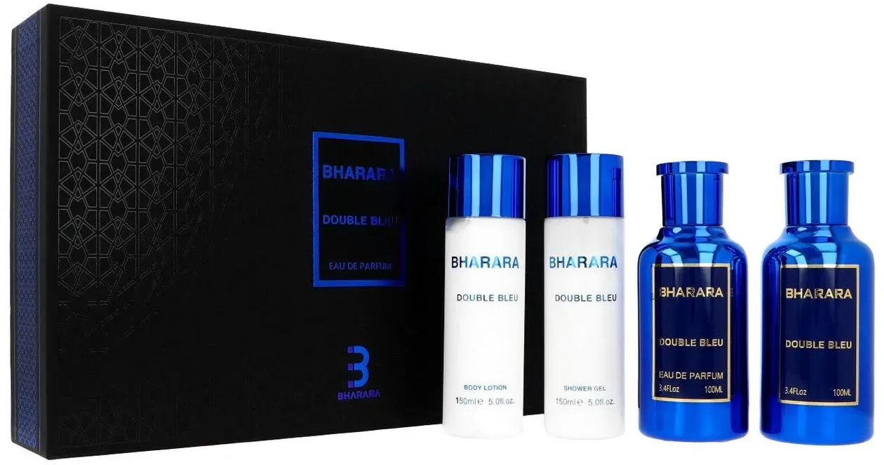 Set Bharara Double Bleu Eau de Parfum 100 ml + Aftershave 100 ml + Bodylotion 150 ml + Duschgel 150 ml