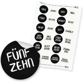 itenga Zahlensticker Z23 Adventskalenderzahlen 1-24 Zahlen geschrieben / Schwarz Weiß