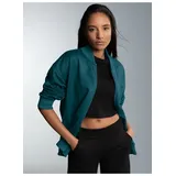 TRIGEMA Sweatjacke TRIGEMA "TRIGEMA Collegejacke in weicher Sweat-Qualität", Damen, Gr. M, blau (saphir), 70% Baumwolle, 30% Polyester, Basic, Sweatjacken