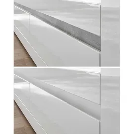 furn.design Sideboard weiß Hochglanz grau Stone Design Wohnzimmerschrank Anrichte Vitrine 217 x 90 cm, Nobile (Sideboard)
