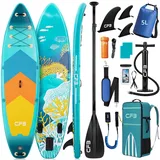 CFB SUP Board aufblasbar 335x86x15 cm, extra breit, Komplett Set